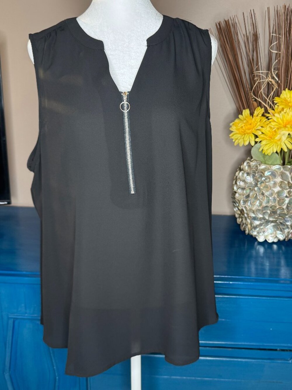 NWT Apt. 9 Chiffon Sleeveless Blouse, Size XL